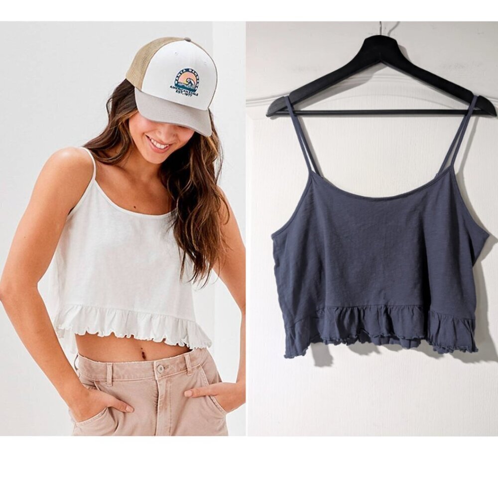 NEW American Eagle | Cropped Relaxed Cami In Blue